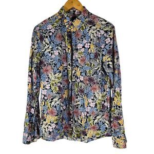 H&M Black and Blue Floral Blouse